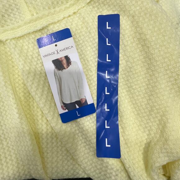 Vintage America Tunic Women's L Buttery Yellow Waffle Knit Cottagecore Soft Girl - Picture 2 of 8